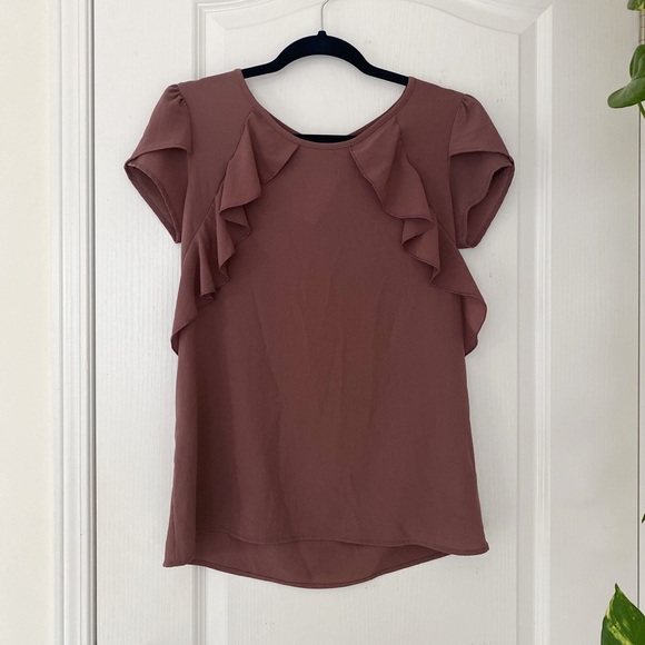 NWT Mikarose Lilac Ruffle Chiffon Top XS